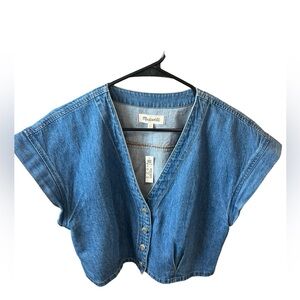 Cropped button up denim shirt